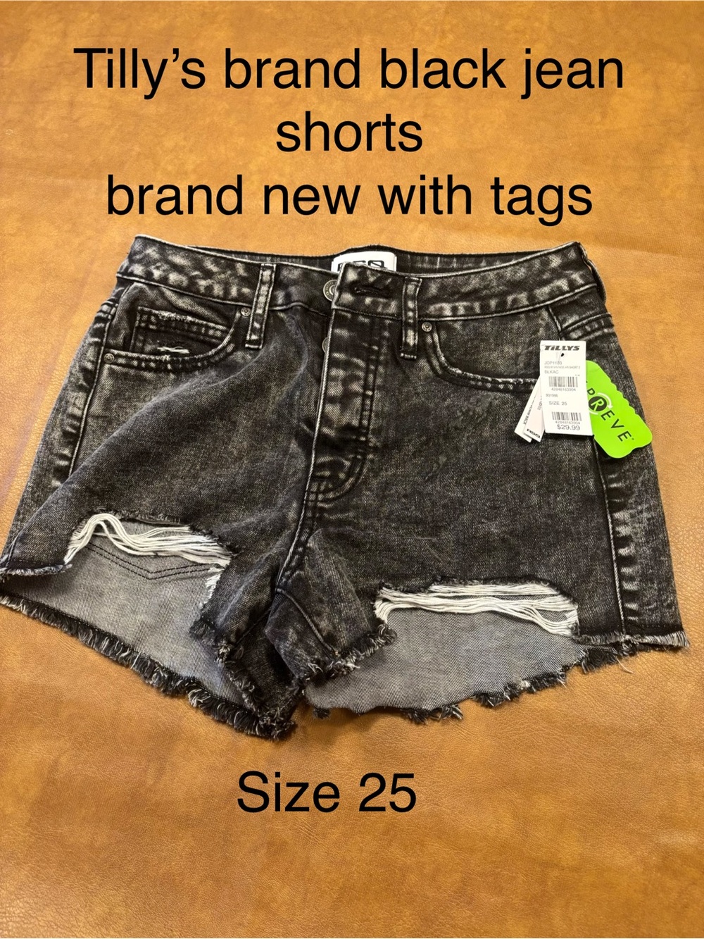Tilly's Black Washed Distressed High-Rise Jean Shorts